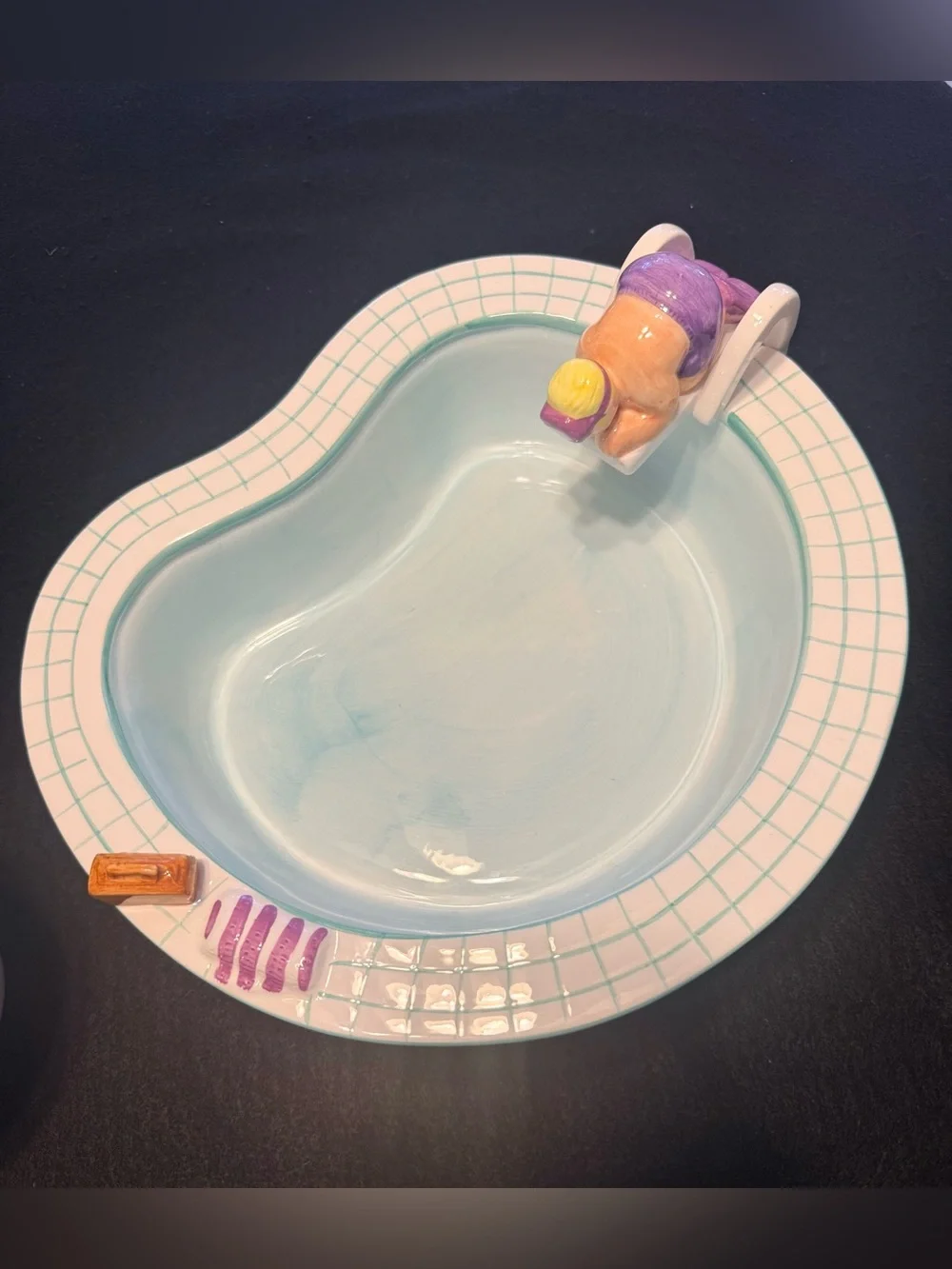 Lotus 1995 Chubby Chip and Dip Bowl Set Swimming Pool Party Ceramic Set
